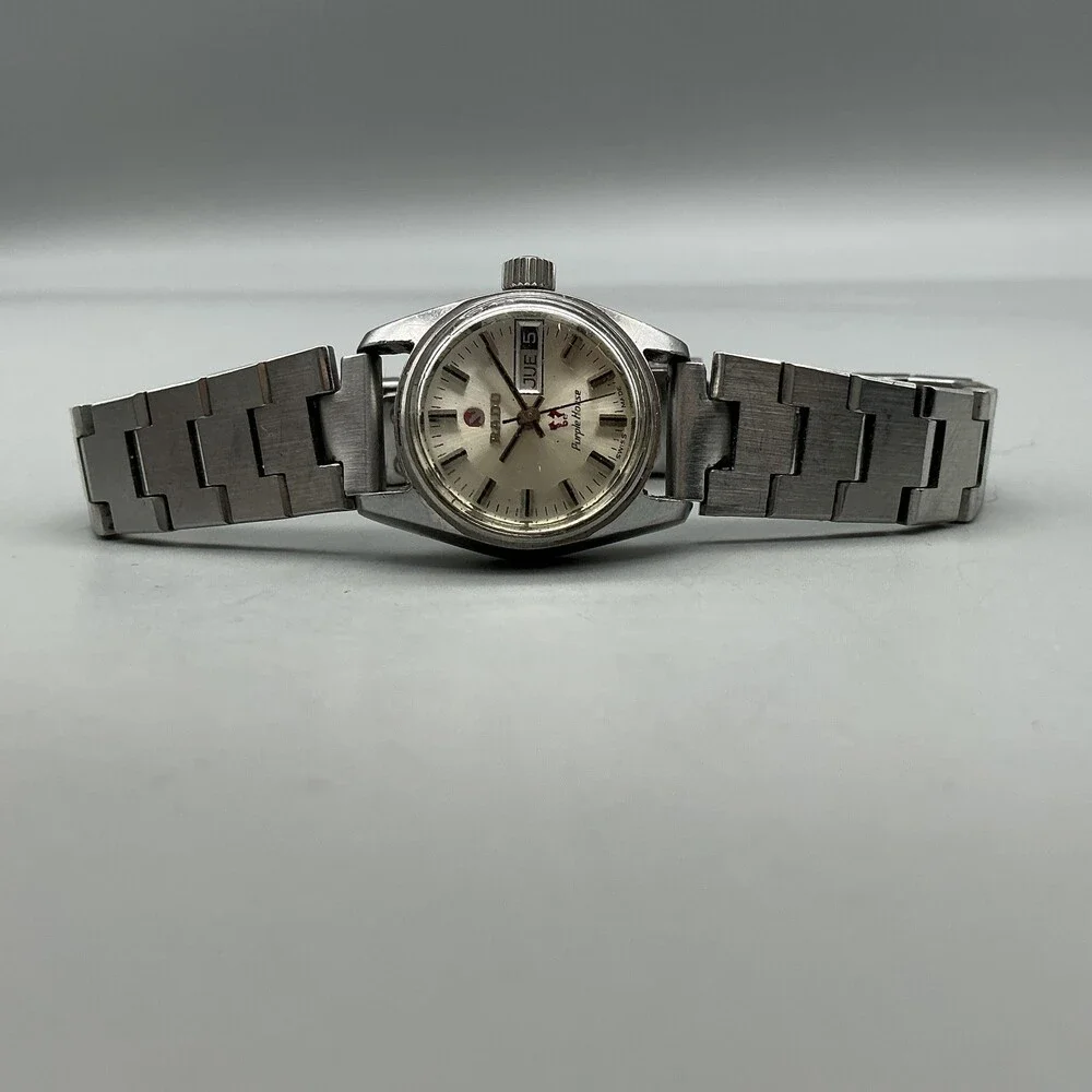 Vintage Rado Purple Horse Womens Watch 22mm Day Date NON WOKING For Parts 7
